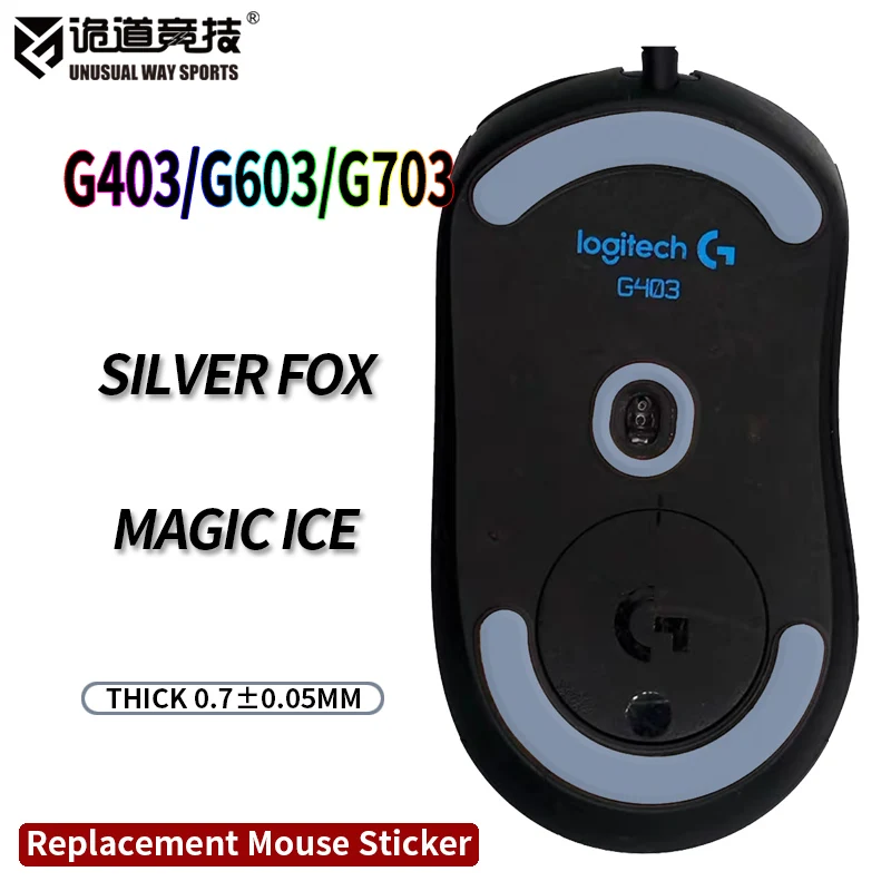 

UnusualWaySports Mouse Foot Skates Feet For Logitech G403 G603 G703 Cambered Surface PTFE Anti Collapse Magic Ice Silver Fox