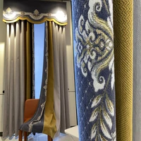 2022 custom light luxury cashmere chenille seamless stitching blackout curtains guest dining room bedroom american style