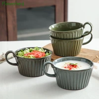 large capacity japanese retro ceramic mug breakfast coffee cup with handle creative household milk coffee mugs coffee cups