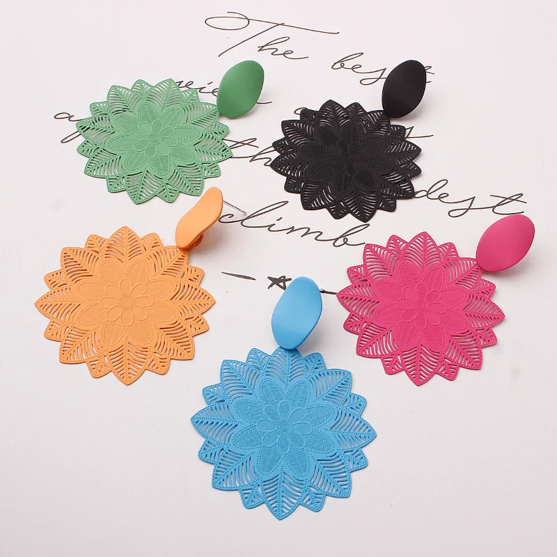 

Earrings Fashion Jewelry 2021 Stainless Steel Earrings Women Korean Fashion Black Flower Tassel Temperament Sweet Earrings