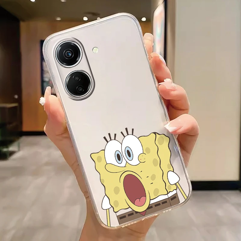 Мягкий силиконовый прозрачный защитный чехол для Poco C65 губка-Боб-Патрик-звезда