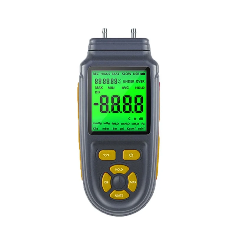 

Digital Manometer Dual Port Air Pressure Meter Pressure Gauge HVAC Gas Tester Differential Pressure Manometer Durable