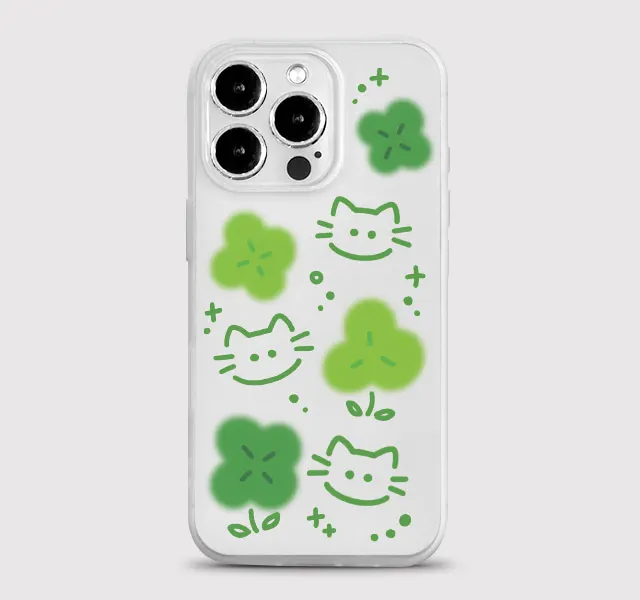 Фото Чехол для телефона INS Four Leaf Clover Cat для Samsung S26 S25 S24 S23 S22 S21 S20 FE Note20 Note10 Plus Ultra Lite Edge 5G, мягкий чехол №1