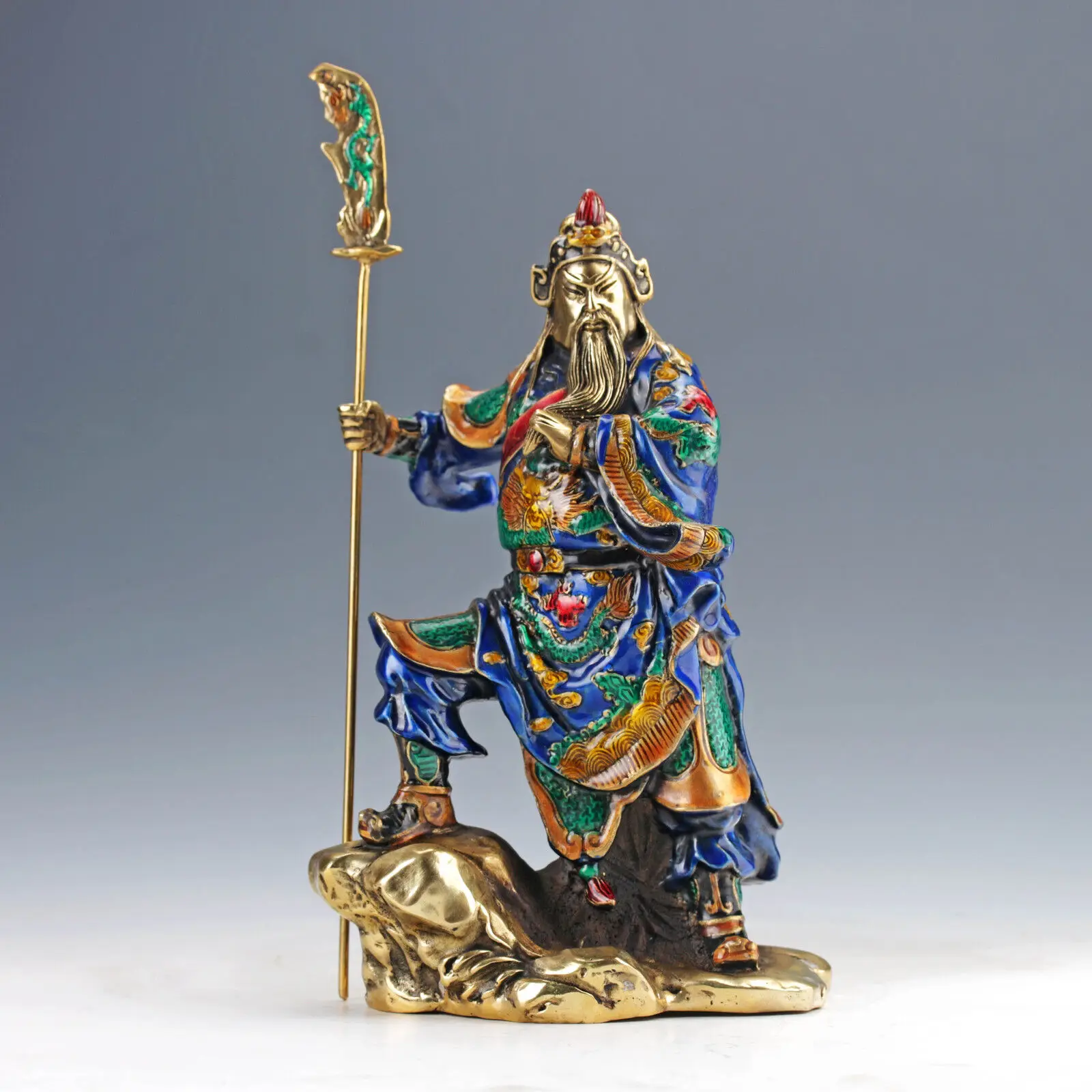 

Chinese Collectable Cloisonne Hand Carved General Guanyu Statue