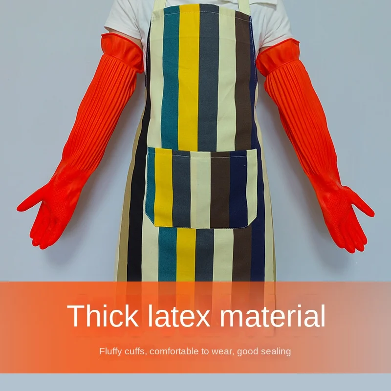 

Extended latex gloves home kitchen dishwashing rubber durable fleece thickened cleaning laundry cow tendon rubber skin wholesale
