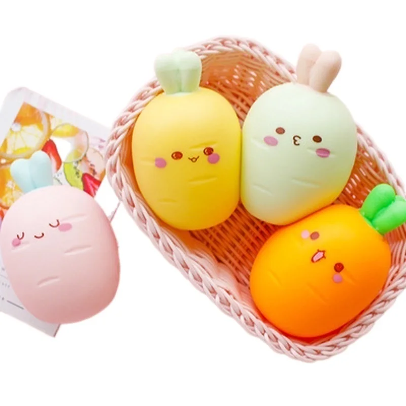 Cute Three-dimensional Carrot Shape Pinch Music Ladies Students Decompression Vent Toy Boxed Vent Ball enlarge