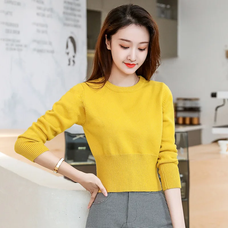 

Winter long sleeved new round neck solid color T-shirt gray