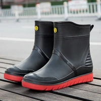 mid tube rain boots mens water shoes low top rain boots waterproof non slip kitchen rubber shoes fishing car wash work shoes