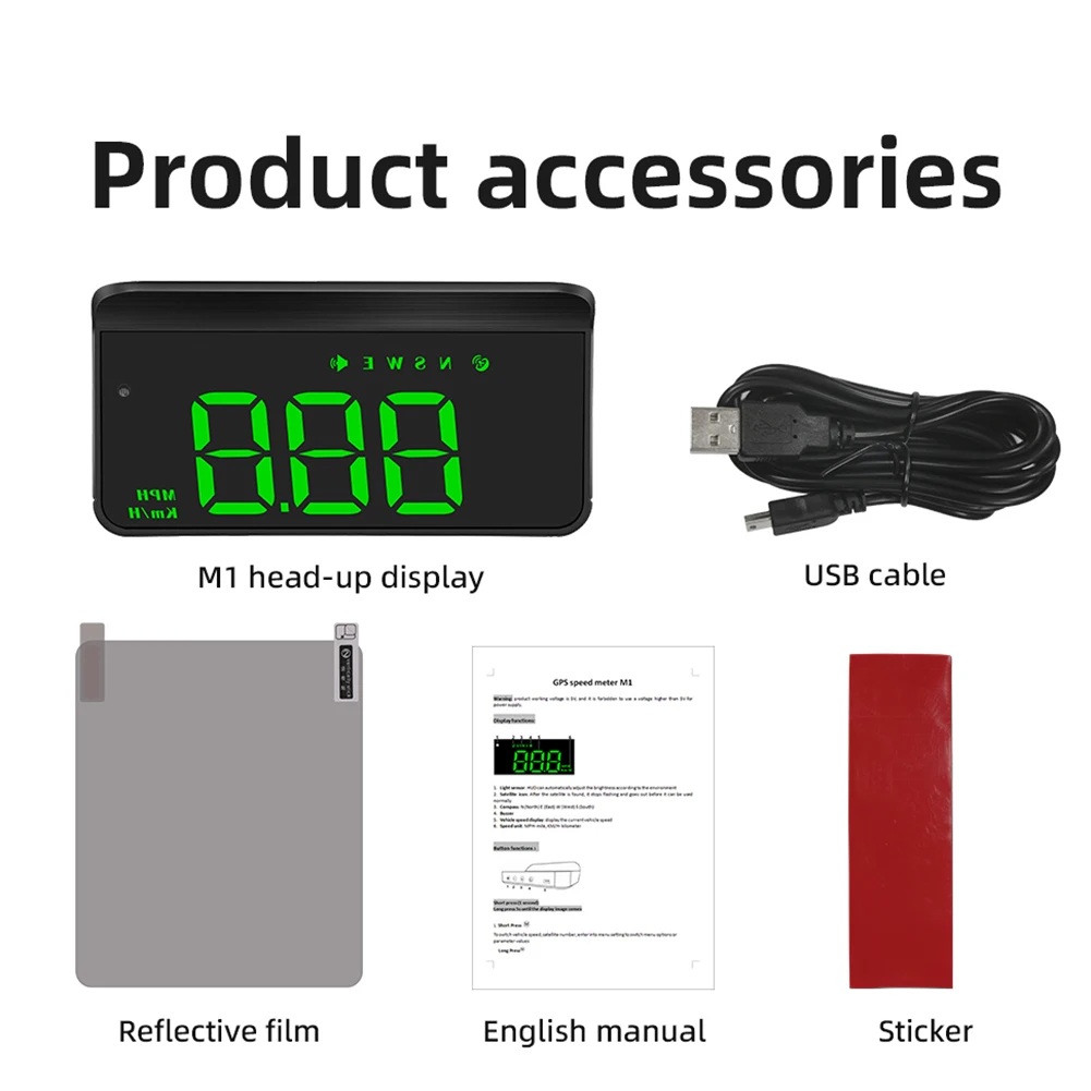 

Car HD Head-Up Display Projector HUD Universal KM/H RPM MPH Driving Time Voltage Over Speed Fatigue Driving Alarm