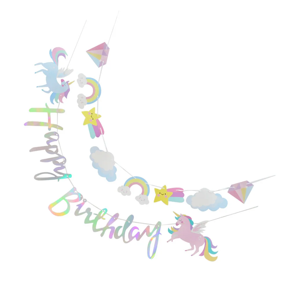 

2 Sets Birthday Decorative Banner Party Hanging Banner Decor Birthday Bunting