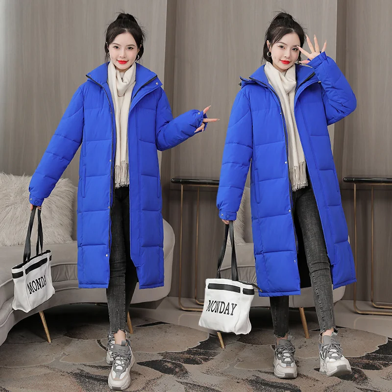 Long down cotton suit women's 2022 autumn winter jacket women new loose thickened warm lengthened over-the-knee cotton parkas