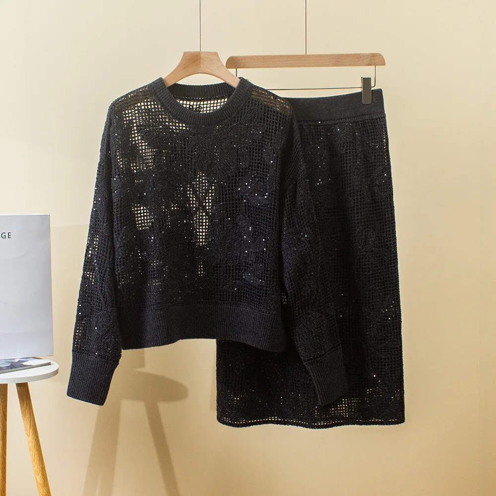 Женский комплект новинка 2024 осенне-зимний повседневный пуловер из 100% кашемира с