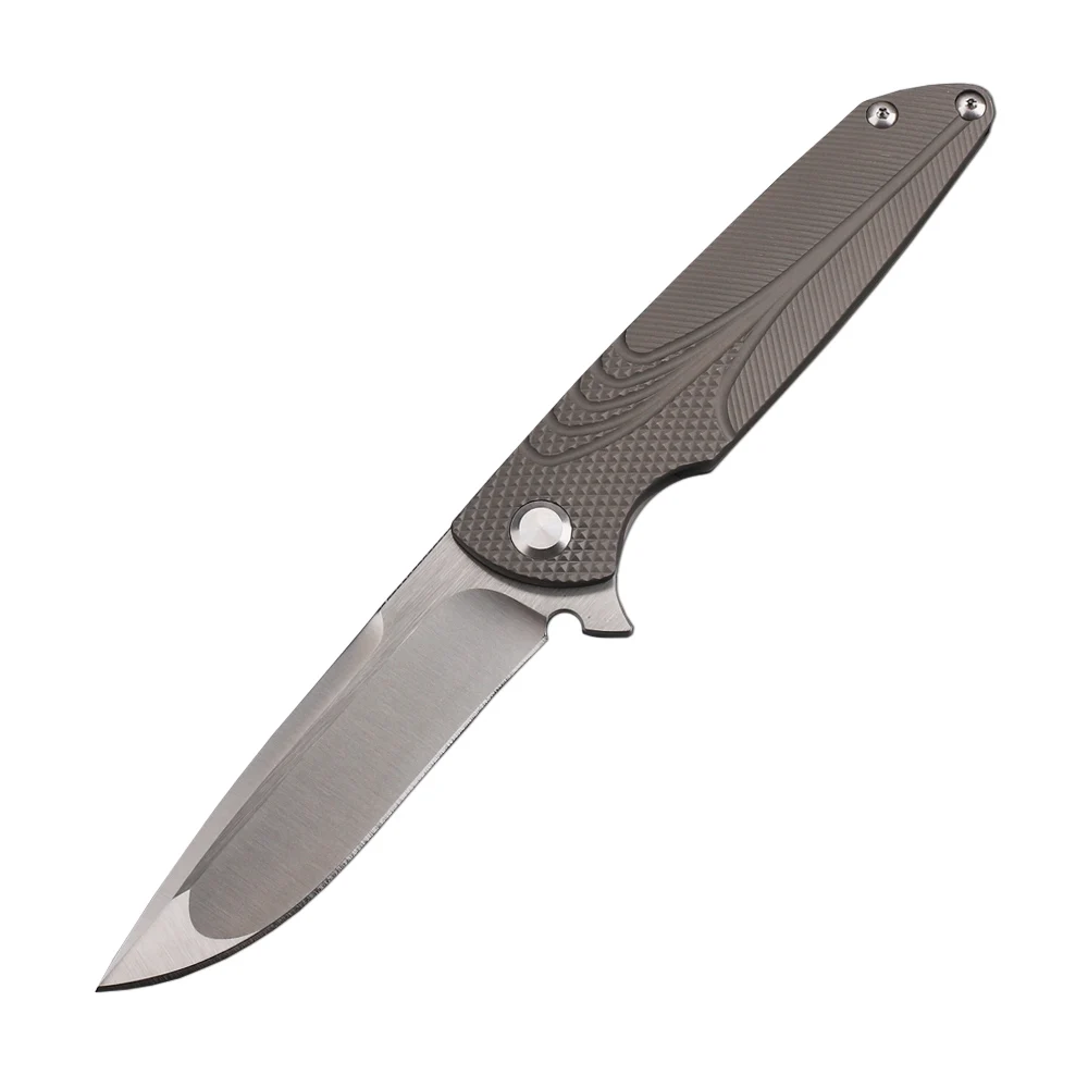 

D2 Steel Knife Titanium Alloy Handle Outdoor Survival Camping Hunting Fishing Folding Kitchen EDC Tool Knife