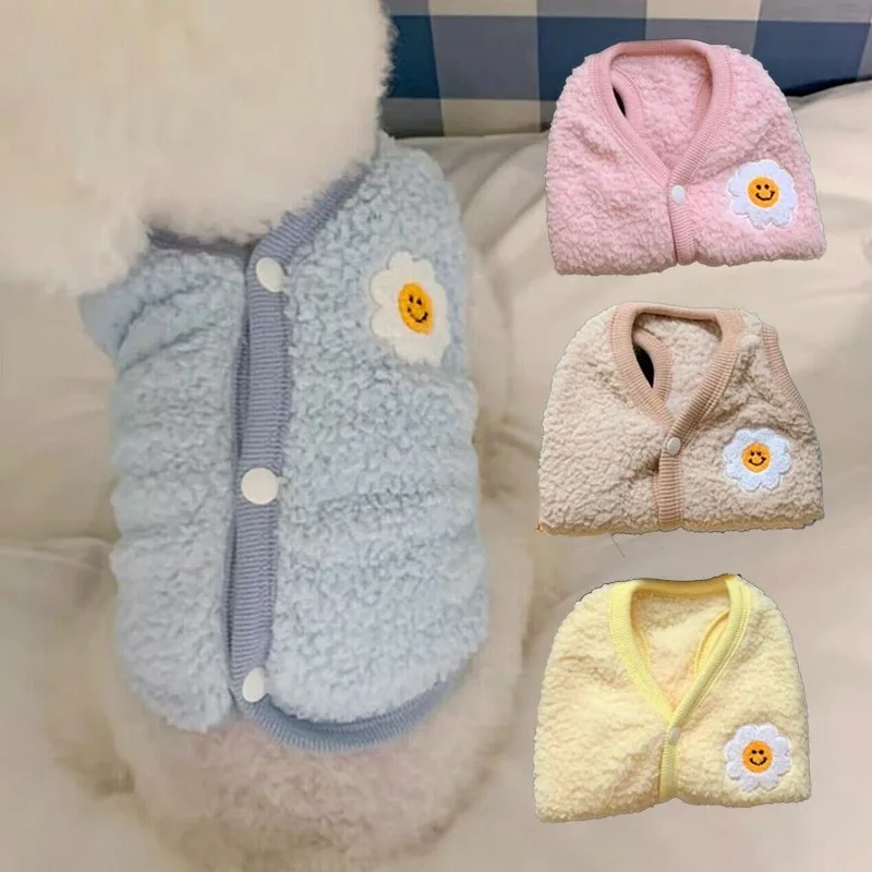 

Cute Flowers Dog Vests Winter Fleece Pet Dog Clothes For Small Dogs Cute Flowers Dog Coats Yorkshire Terrier Costumes Ropa Perro