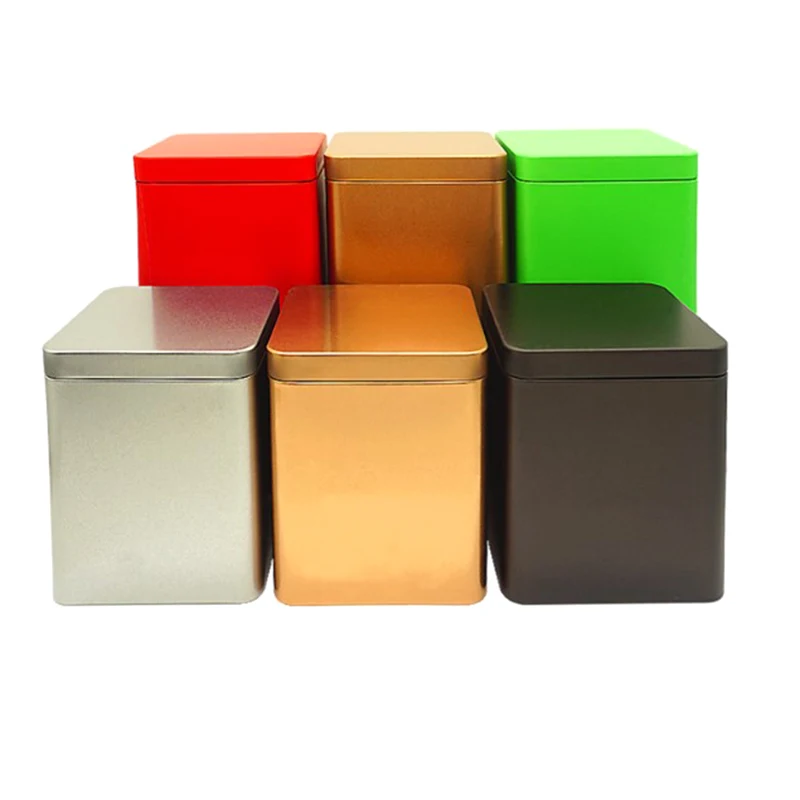 

1pcs Tea Cans Square Metal Packaging Storage Box Case Small Tin Jars