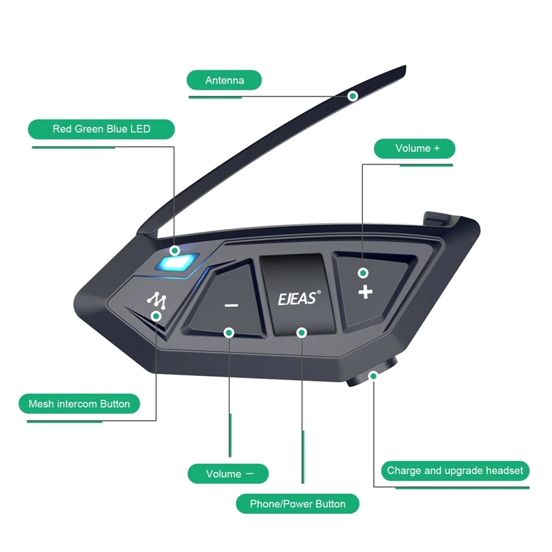 Полнодуплексная bluetooth-гарнитура для мотоциклетного шлема 20 водителей