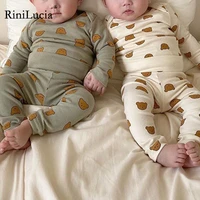 rinilucia 2022 autumn baby clothes long sleeve toddler one piece baby boys bodysuit cartoon bear infant outfit