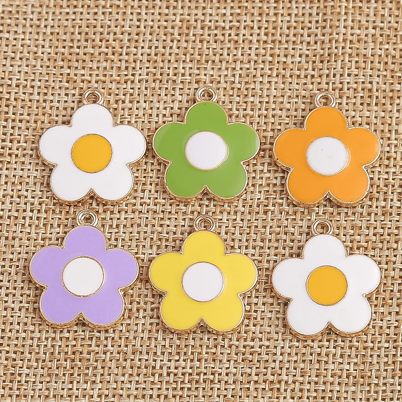 

10pcs 18x20mm Candy Colors Enamel Flower Charms for Jewelry Making DIY Handmade Pendants Necklaces Earrings DIY Crafts Supplies