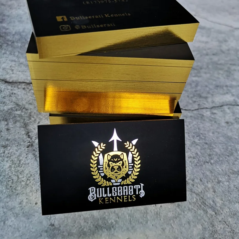 

Luxury black business card printing gold and silver foil with shiny edge foil
