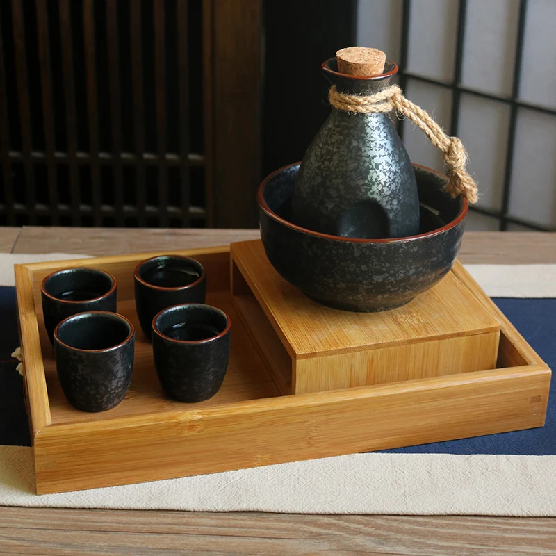 

Japanese Ceramic Sake Pot Set Vintage Bottle Whiskey Alcohol Barware Wine Set With Tray Gifts For Wedding Botellas Drinkware