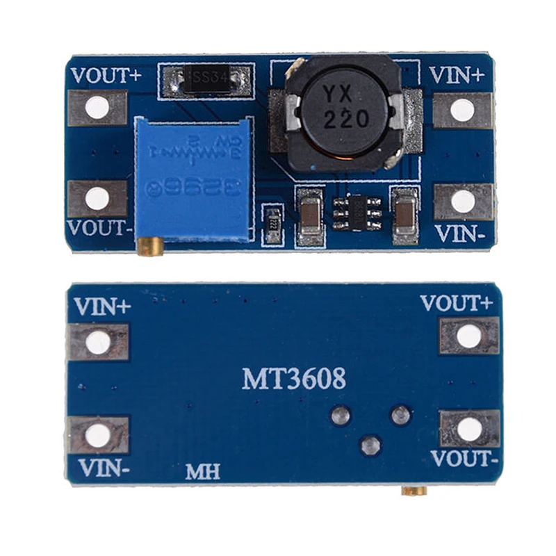 

Boost Module 2a Dc-dc Boost Power Supply Board Mt3608 Adjustable Boost Step-up Board Booster Input 3v/5v To 5v/9v/12v/24v