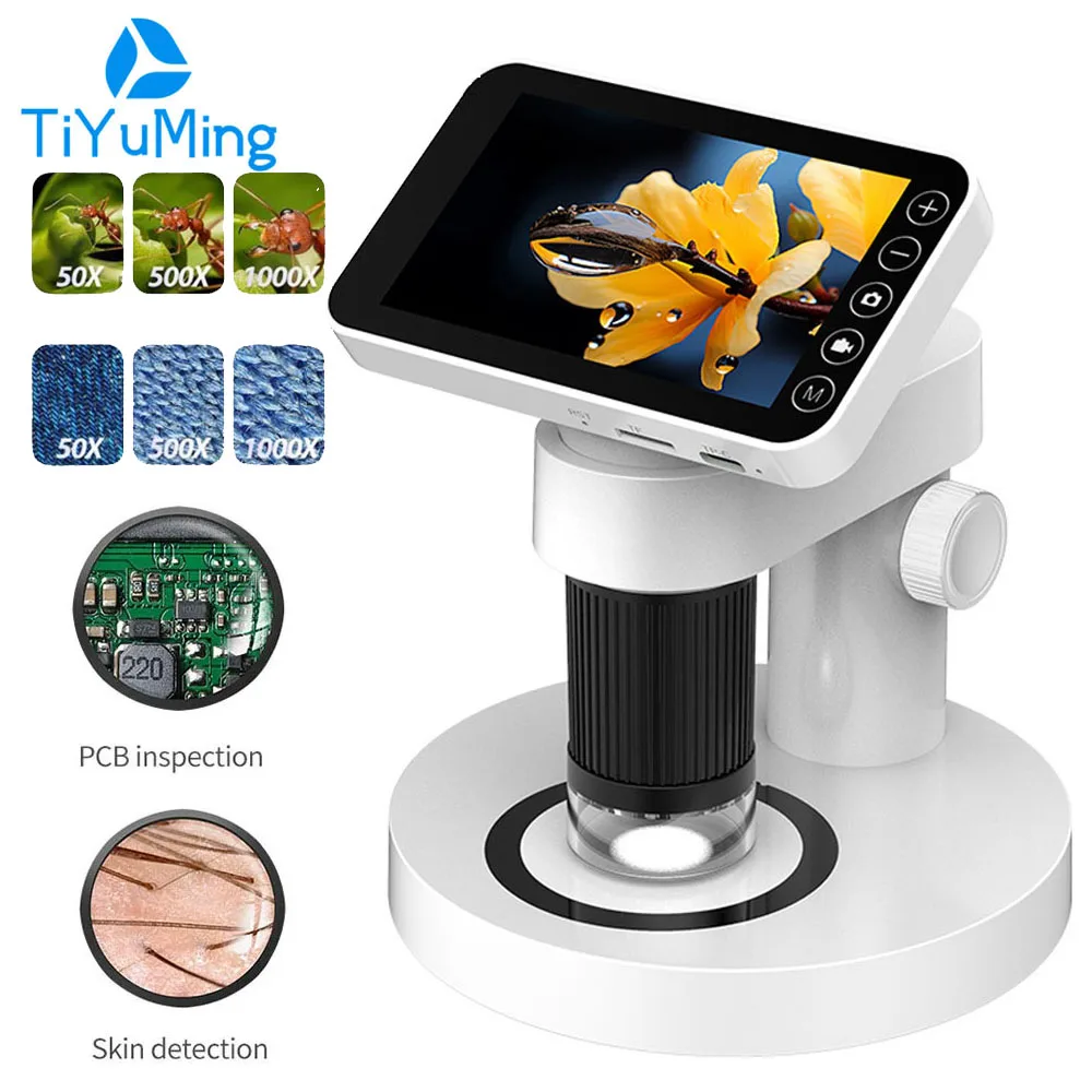 Цифровой микроскоп детский Биологический с ЖК-дисплеем 1000X HD монеты подставкой