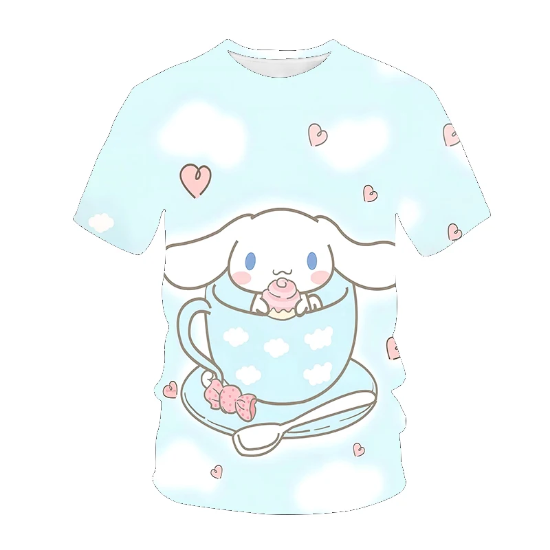 

2023 Hello Kitty Новинка Sanrio Cinnamoroll для мальчиков новая технология 3D печать футболка модная одежда Детский мультяшный топ детская одежда