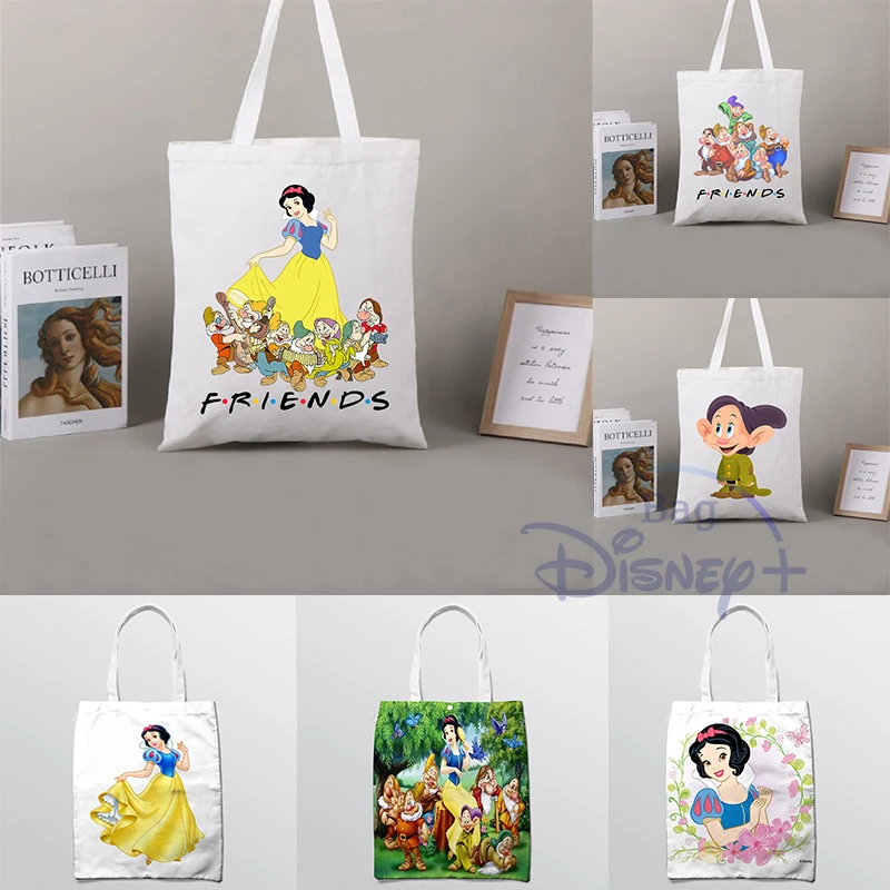 

Disney Snow White and The Seven Dwarfs Shoulder Bag Women Handbag Printed Trendy Cute Canvas Shopping Tote Simple Casual Eco Bag