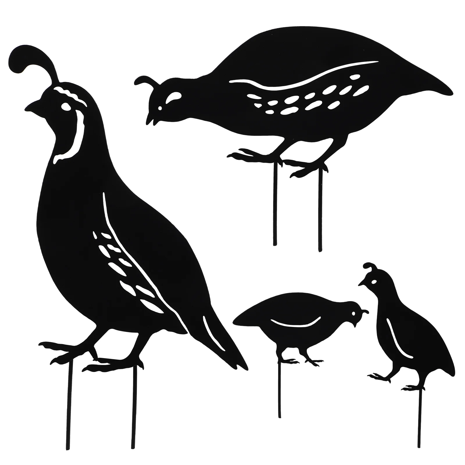 

4 pcs Metal Quail Outdoor Garden Decoration Metal Creative Quail Courtyard Ornaments