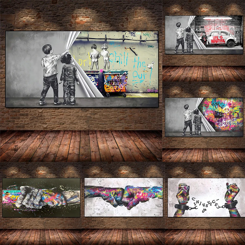 Бэнкси на стену Art Life Is Short граффити холст картина улица художественные плакаты и принты поп-арт-Стена Картина гостиная домашний декор