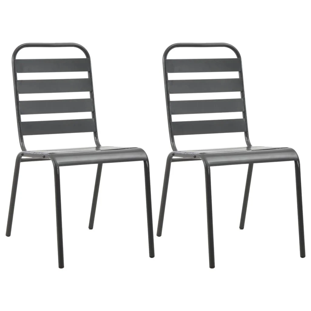 

Stackable Outdoor Chairs 2 pcs Steel Gray