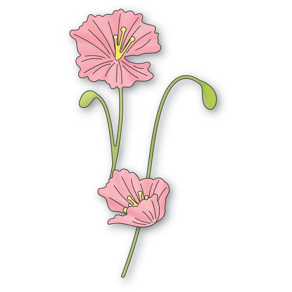 

2022 New Graceful Poppy Stems Metal Cutting Dies Diy Scrapbooking Greeting Cards Paper Album Papercrafts Decor Embossing Molds