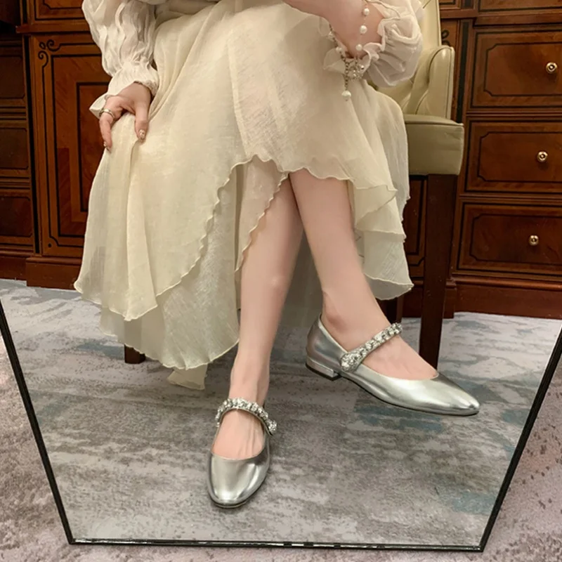 Женские однотонные лакированные туфли Мэри Джейн Chaussure Femme с круглым носком и