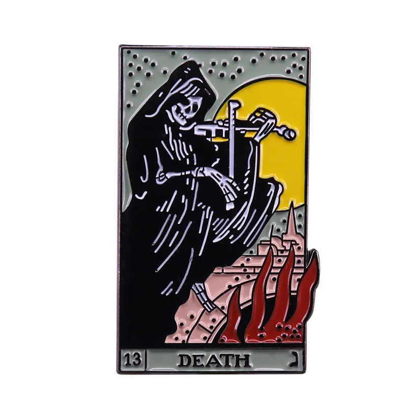 

DEATH Violin Skull Halloween Gift Metal Enamel Backpack Bag Lapel Badge Brooch Pin
