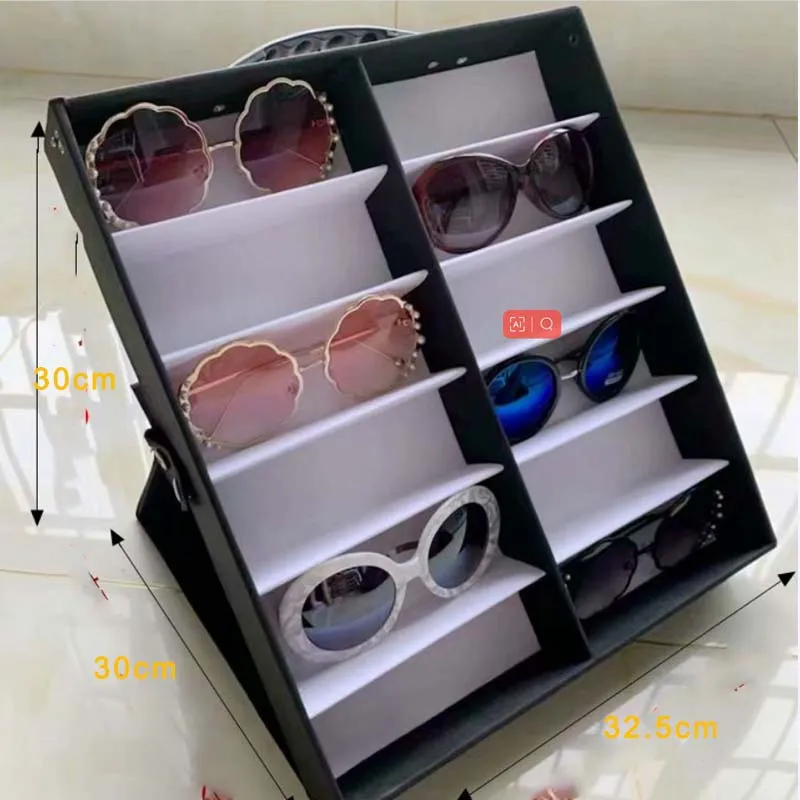 Portable Leather Glasses Box Travel Sunglasses Organizer 12 slot Eyewear Holder Storage Case Display Collection Glasses Jewelry