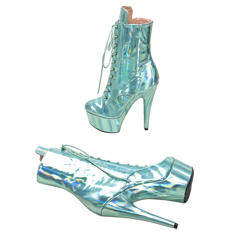 Leecabe 15CM/6Inch  Shinny  PU Upper lady's Platform party High Heels  Pole Dance shoes