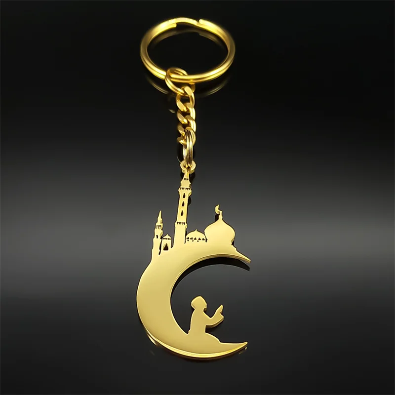 Мусульманские молитвенные брелоки с луной для женщин и мужчин нержавеющая сталь