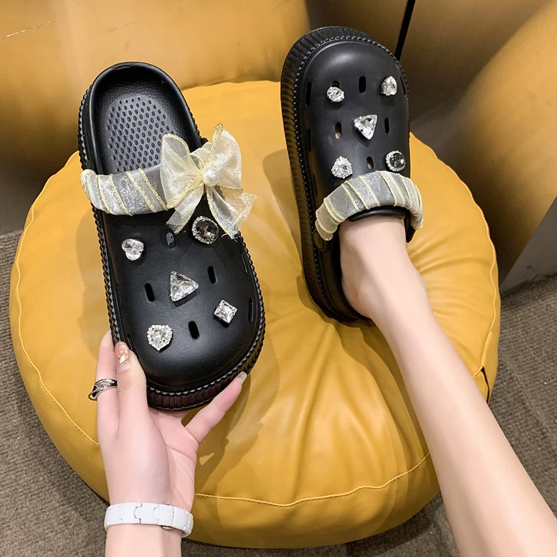 

Shoes for Women 2023 High Quality Basic Women's Slippers Simple Princess Beach Slippers Women Crystal Closed Toe Shoes Female