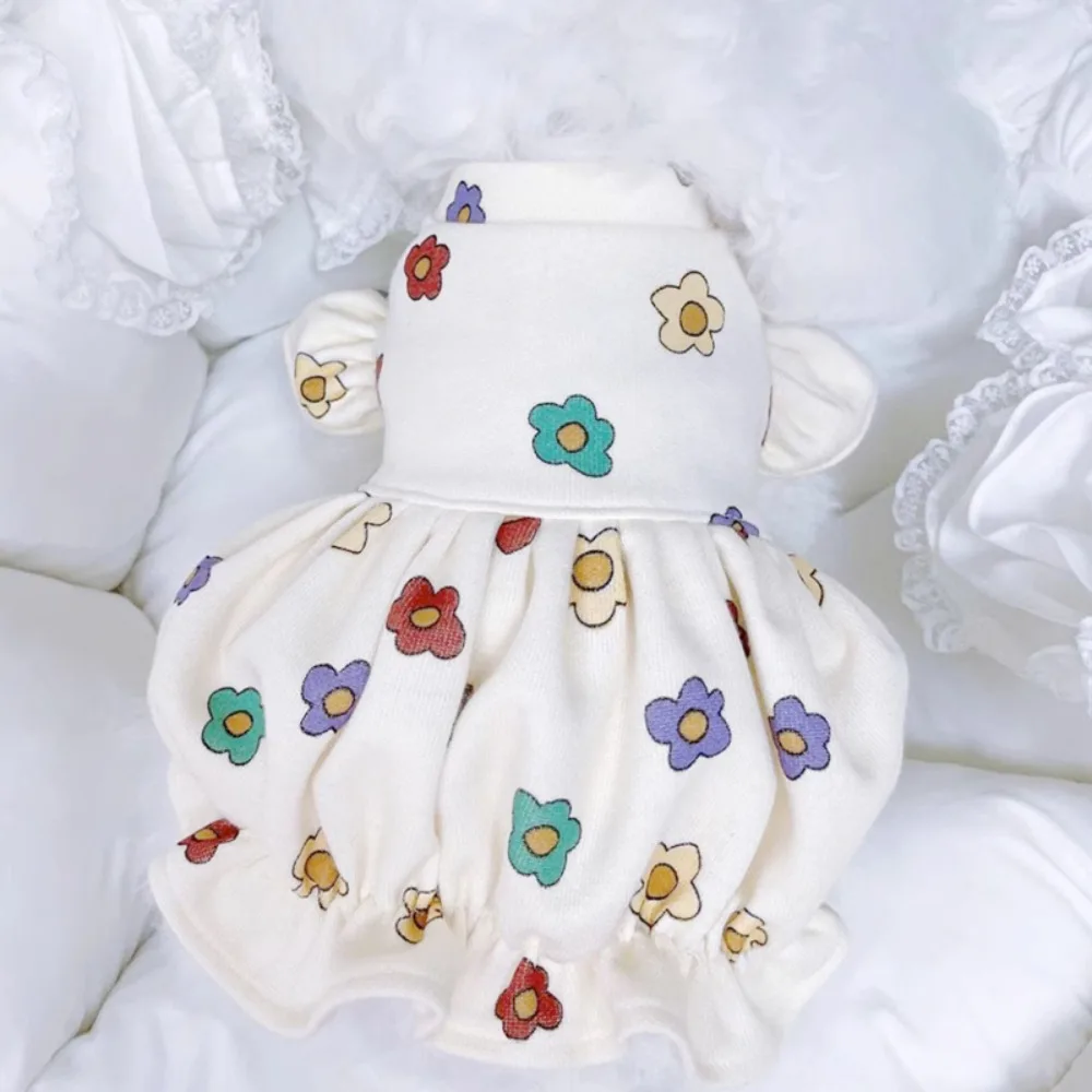 

Small Dog Princess Dress Spring Autumn Cat Fashion Flower Skirt Pet Cute Desinger Clothes Puppy Soft Shirt Yorkshire Pomeranian