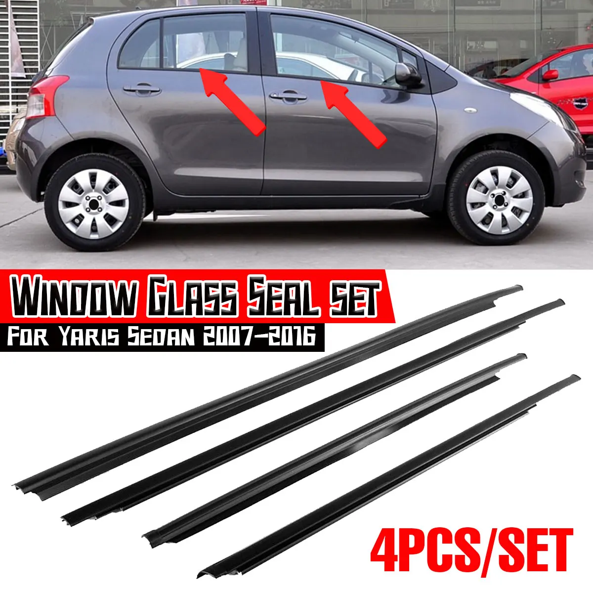 

4 шт., резиновые уплотнительные ленты для Toyota Yaris Sedan 2007-2016