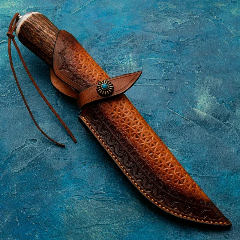 SKD-11 Стальной охотничий нож с роговой ручкой — уличный инструмент для пеших