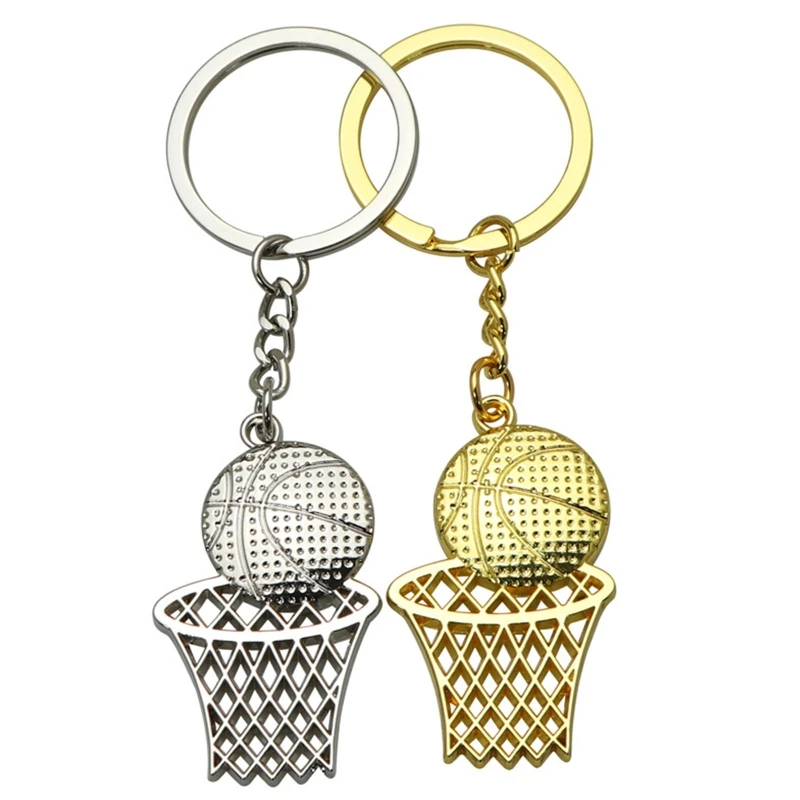 

Металлические брелки для ключей, антикоррозийный прочный брелок для ключей в баскетбольном стиле с подвеской в виде сетчатой сумки, подаро...
