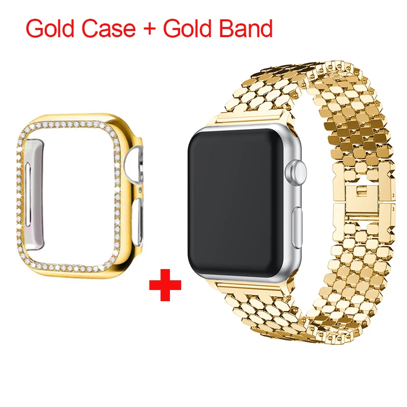 Luxury Stainless Steel Strap for Apple Watch Ultra 49mm Wristband PC Hard Diamond Case + Metal Bracelet for Iwatch Ultra 49mm