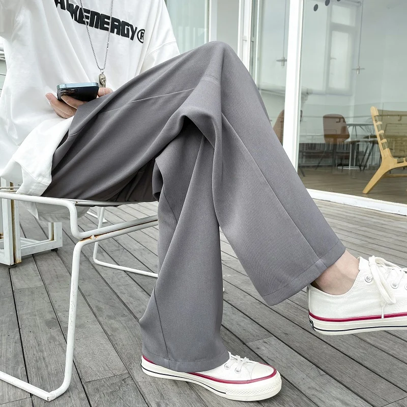 

Spring drape men's straight-leg pants, wide-leg loose casual pants, mopping long pants, trendy business style small trousers