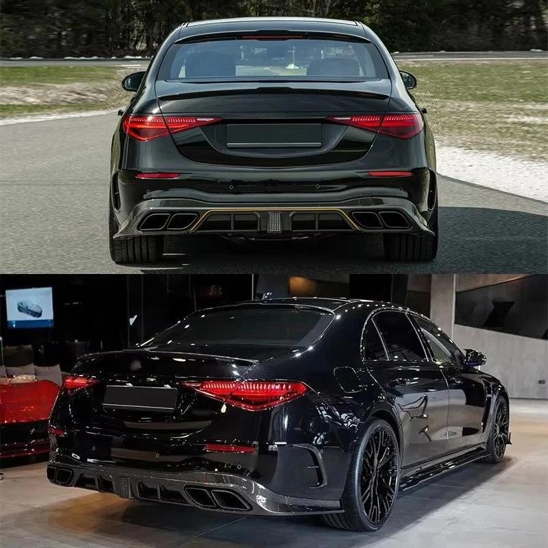 Фото Комплект обвеса из карбона Runde Wet для S-CLASS W223 в стиле MSY: передний сплиттер, задний диффузор, боковые пороги, воздухозаборники MSY №3