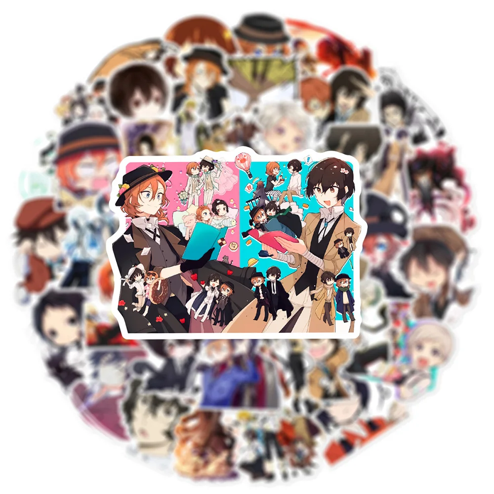 

10/30/50pcs Bungo Stray Dogs Stickers Anime Nakajima Atsushi Dazai Osamu Cartoon Decals DIY Skateboard Phone Cool Kids Sticker