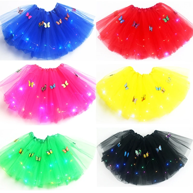 

Детские светодиодные балетные юбки для девочек, эластичная юбка для гимнастики, Юбки принцессы