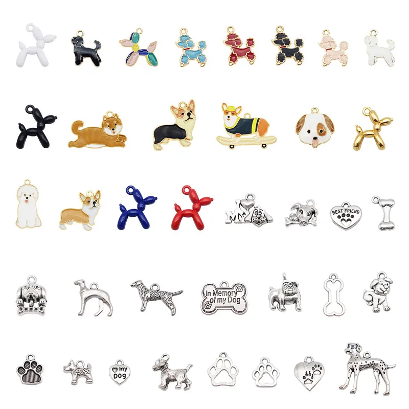 

Julie Wang 30PCS Dog Charms Random Mixed Enamel And Alloy Animal Pendants Jewelry Making Necklace Accessory
