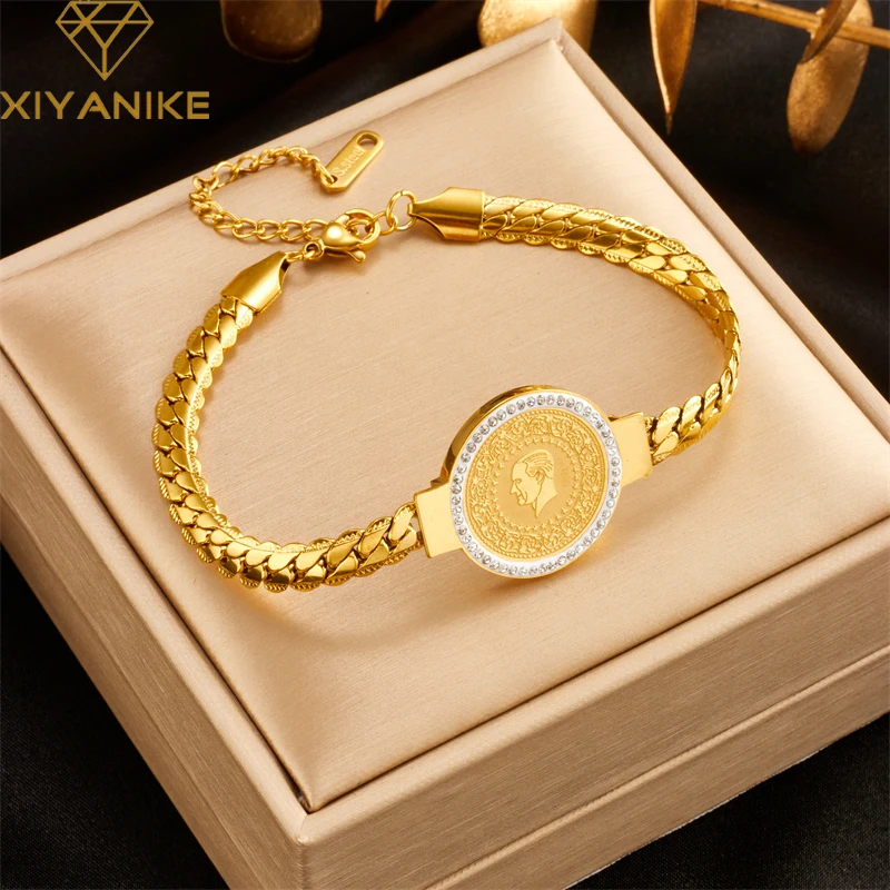 Браслет из нержавеющей стали XIYANIKE 316L, круглые аксессуары для женщин, простые изысканные ювелирные изделия, подарок, браслет