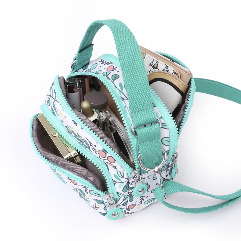 Small Oxford Handbag Fashion Shoulder Bags for Ladies Waterproof Multi Pocket Crossbody Bags Women Round Mobile Phone Bag Cloth